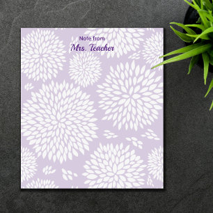 Customisable purple flower pattern teacher notepad