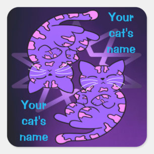 Customisable Purple Gemini Kittens Decagon Purple Square Sticker