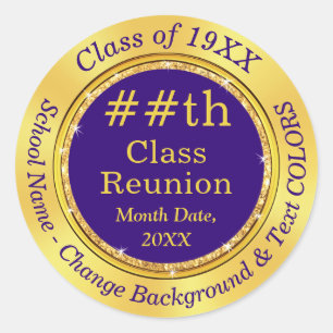 Customisable, Purple Gold, Class Reunion Stickers