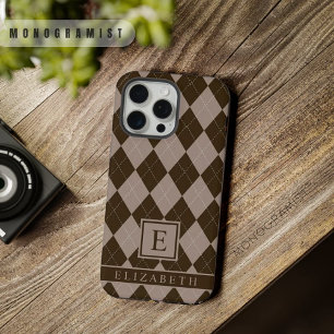 Customisable Purple Grey Brown Argyle Pattern iPhone 15 Pro Max Case