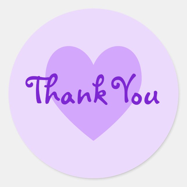 Customisable Purple Heart Lavender Thank You Classic Round Sticker (Front)