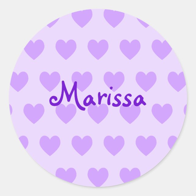 Customisable Purple Heart Pattern Personalised Classic Round Sticker (Front)