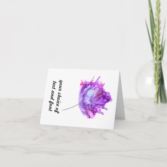 Customisable purple hydrangea floral card (Front)