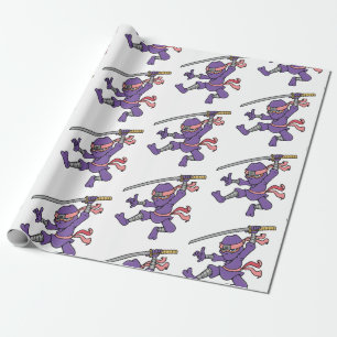 Customisable Purple Jumping Ninja Wrapping Paper
