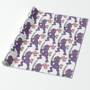 Customisable Purple Ninja Pattern Wrapping Paper
