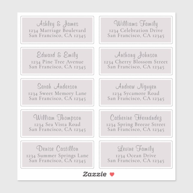 Customisable Purple Wedding Guest Address Labels (Sheet)