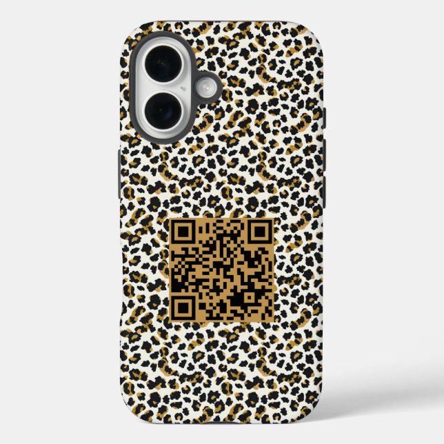 Customisable QR Code and Leopard Skin Pattern Case-Mate iPhone Case (Back)