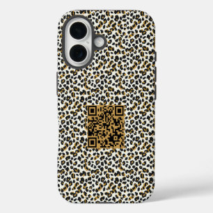 Customisable QR Code and Leopard Skin Pattern iPhone 16 Case