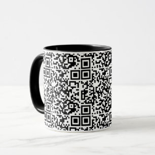 Customisable QR Code Black & White Abstract Geek Mug