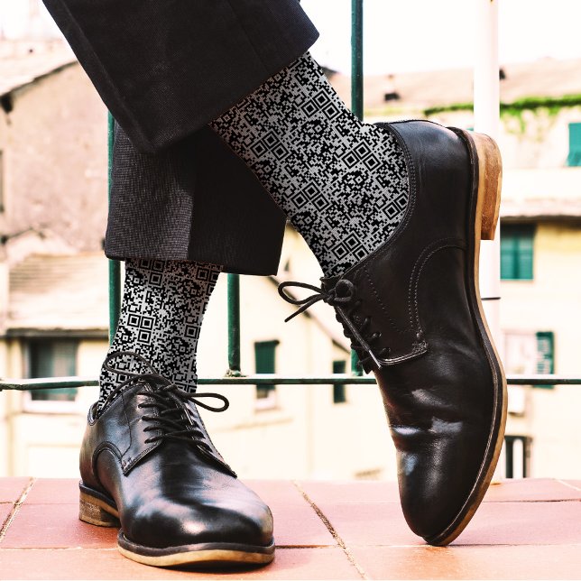   Customisable QR Code Black & White Abstract Geek Socks (Creator Uploaded)