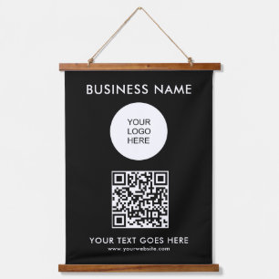 Customisable QR Code Business Logo Text Template Hanging Tapestry