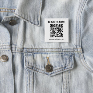 Customisable QR code & Business Name 15 Cm Square Badge