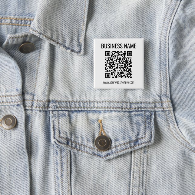 Customisable QR code & Business Name 15 Cm Square Badge (In Situ)