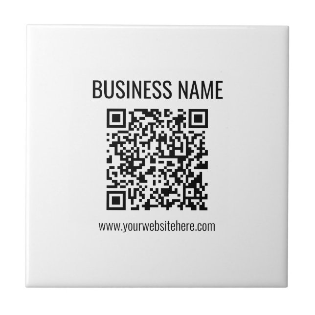 Customisable QR code & Business Name Ceramic Tile (Front)
