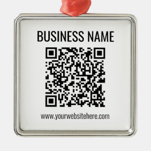 Customisable QR code & Business Name Metal Ornament