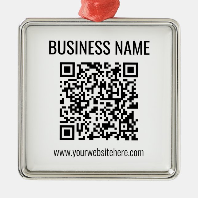 Customisable QR code & Business Name Metal Ornament (Front)