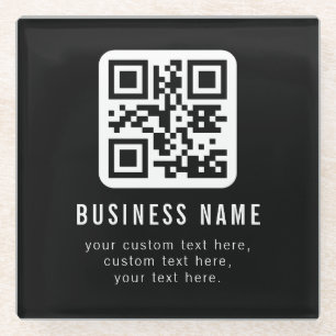 Customisable QR Code & Editable Text Design Glass Coaster