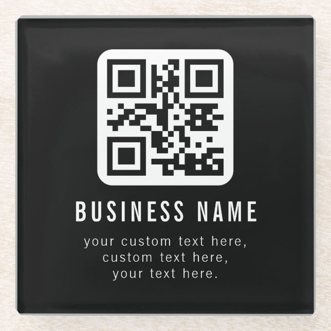 Customisable QR Code & Editable Text Design Glass Coaster (Front)