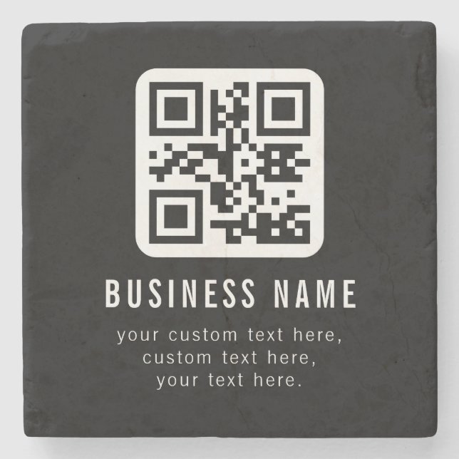 Customisable QR Code & Editable Text Design Stone Coaster (Front)