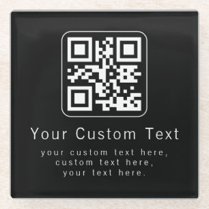 Customisable QR Code & Editable Text Template Glass Coaster