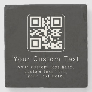 Customisable QR Code & Editable Text Template Stone Coaster