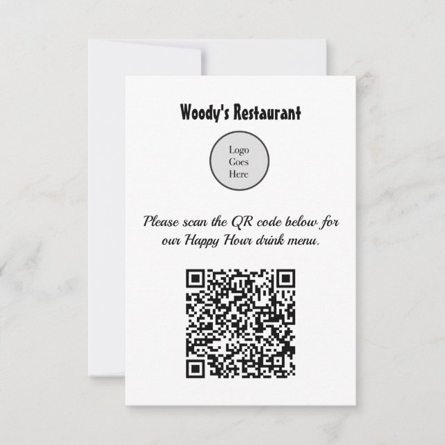 Customisable QR Code Restaurant Happy Hour Menu (Front)