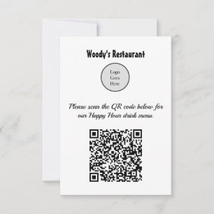 Customisable QR Code Restaurant Happy Hour Menu