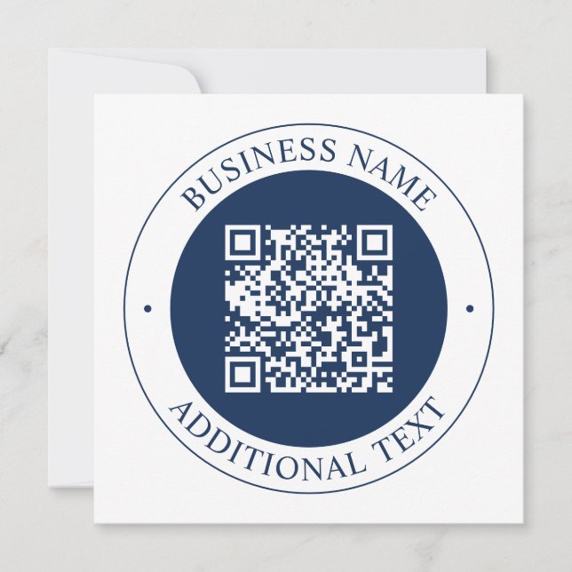 Customisable QR code & Text | Dark Navy Blue Card (Front)