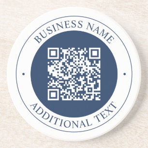 Customisable QR code & Text   Dark Navy Blue Coaster