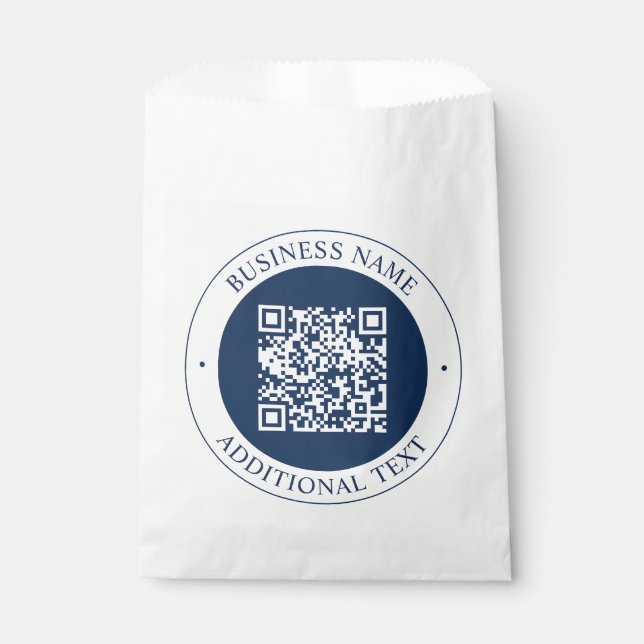 Customisable QR code & Text | Dark Navy Blue Favour Bag (Front)