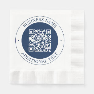 Customisable QR code & Text Dark Navy Blue Napkin