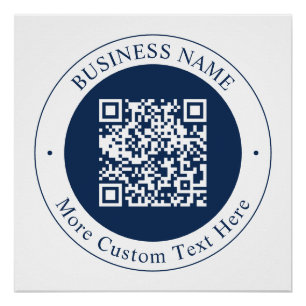 Customisable QR code & Text Dark Navy Blue Poster