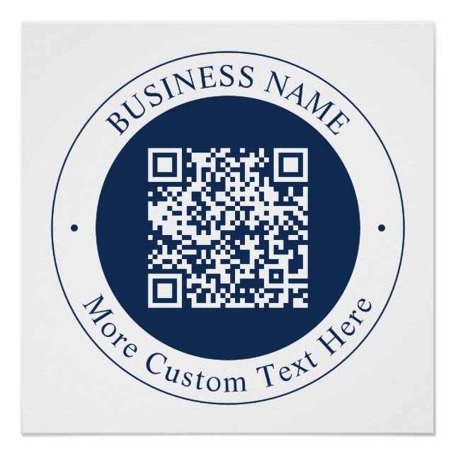 Customisable QR code & Text | Dark Navy Blue Poster (Front)