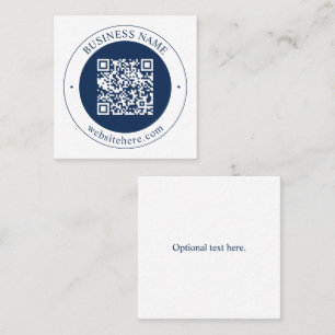 Customisable QR code & Text Dark Navy Blue Square Business Card