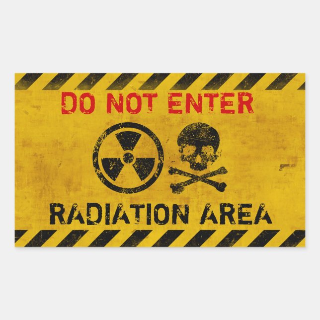 Customisable Radiation Hazard Sign Rectangular Sticker (Front)
