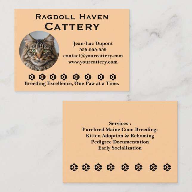 Customisable Ragdoll Cattery Business Card (Front/Back)