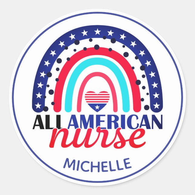 Customisable Rainbow All American Nurse Stickers (Front)