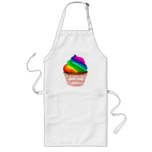 Customisable Rainbow Cupcake Pride Design Long Apron