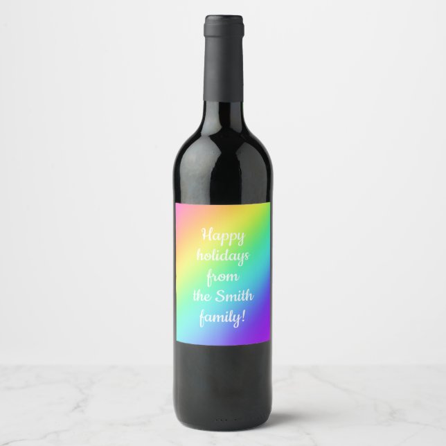 Customisable Rainbow Gradient Wine Labels (Front)