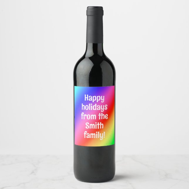 Customisable Rainbow Gradient Wine Labels (Front)