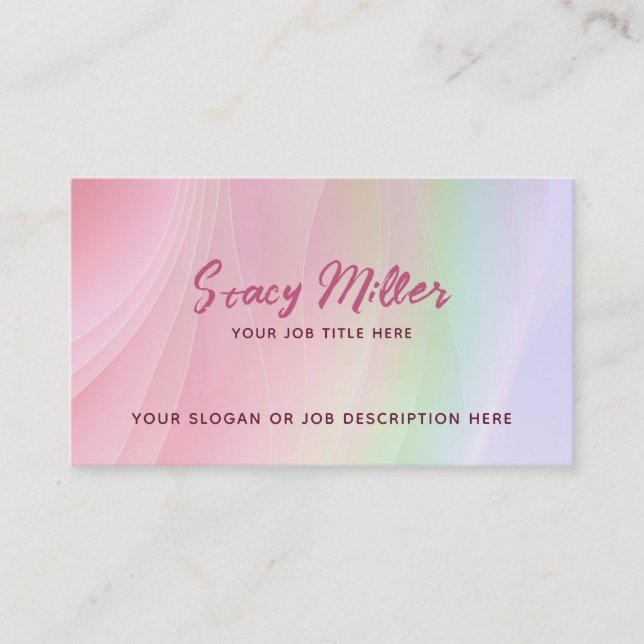 Customisable Rainbow Pastel Business Cards (Front)