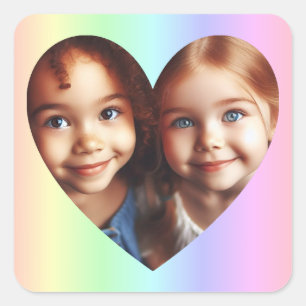 Customisable Rainbow Photo Square Sticker
