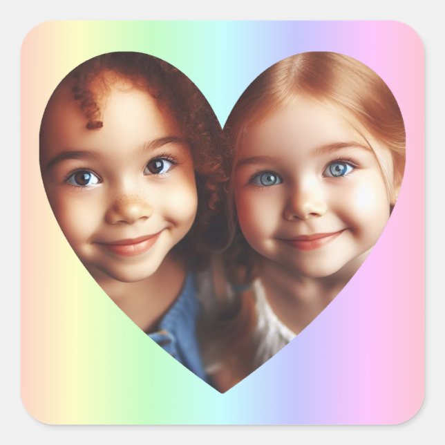 Customisable Rainbow Photo Square Sticker (Front)