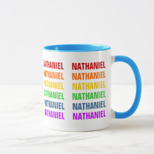 Customisable Rainbow Repeat Text Mug