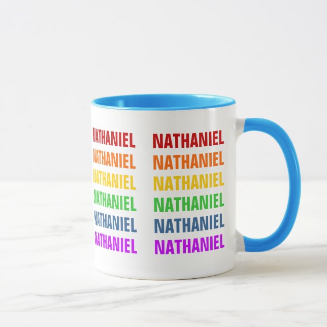 Customisable Rainbow Repeat Text Mug (Right)