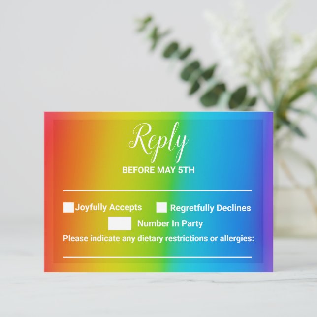 Customisable Rainbow Reply Cards (Standing Front)