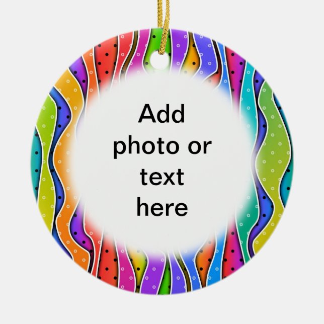 Customisable RAINBOW STRIPES Round ORNAMENT (Front)