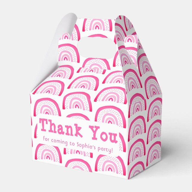 Customisable Rainbow Thank You Birthday Party Favour Box (Front Side)