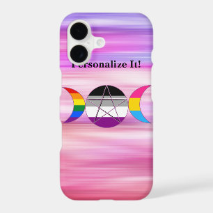 Customisable Rainbow Triple Moon Goddess Pentacle