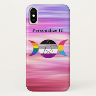 Customisable Rainbow Triple Moon Goddess Pentacle iPhone X Case